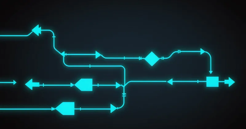 Abstract notification pipeline visualization connecting agent output to communication channel
