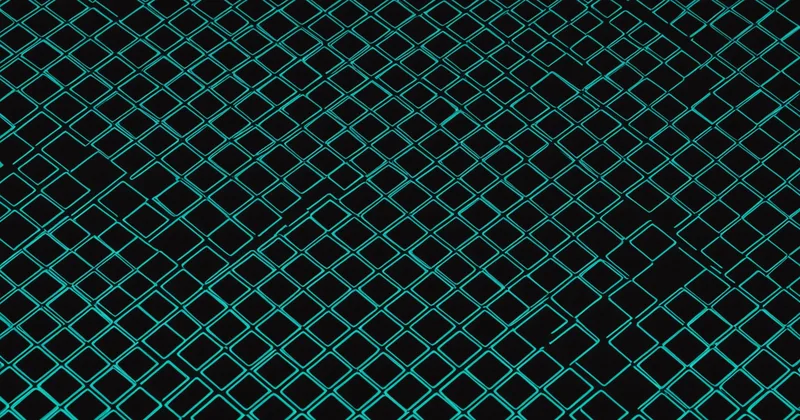 Abstract file-by-file migration progress visualization with incrementally lit grid on dark background